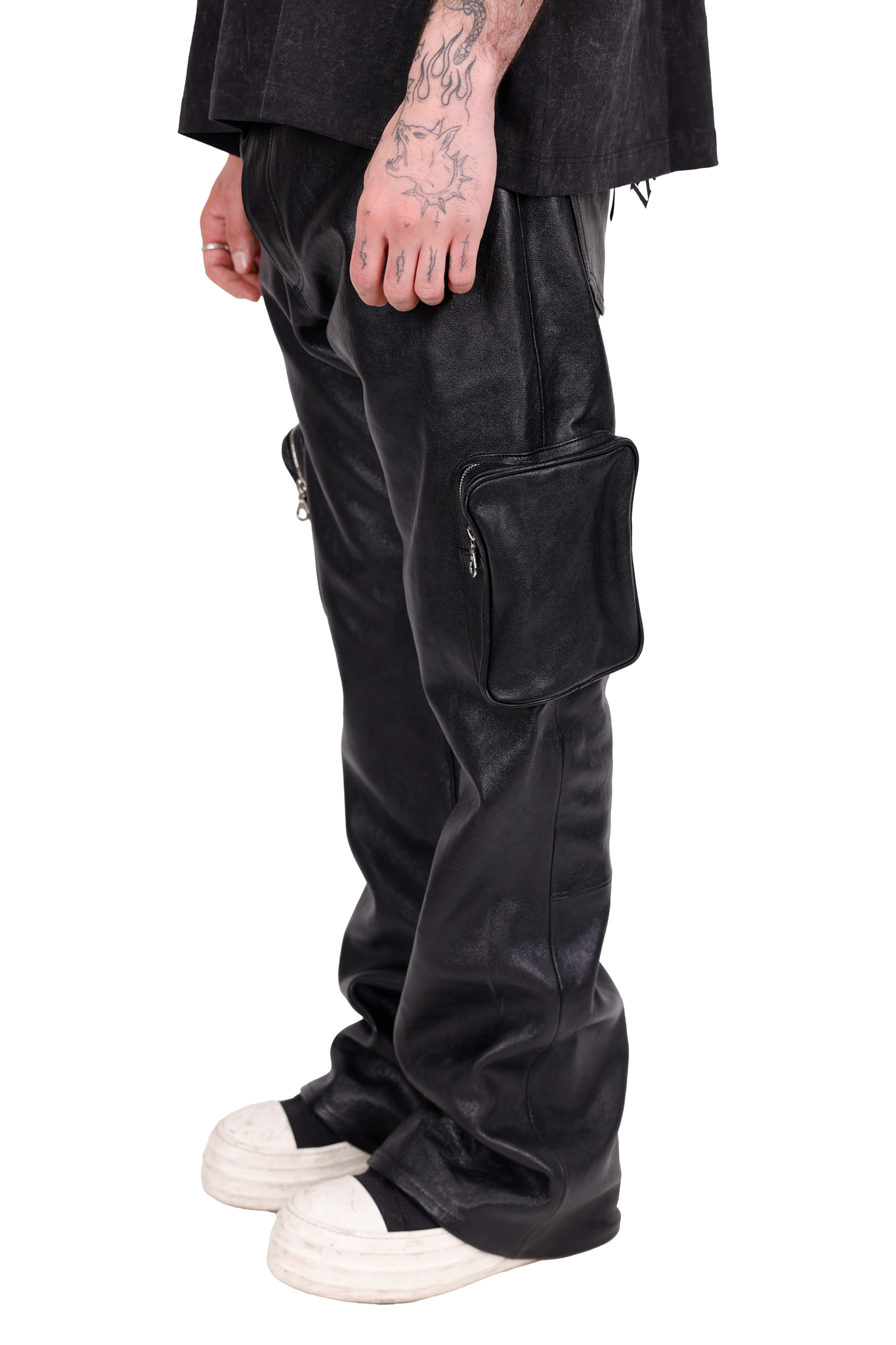 Leather Cargo Pant Black