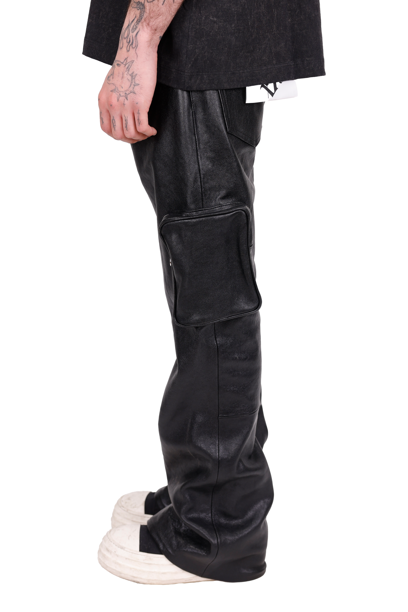 Leather Cargo Pant Black
