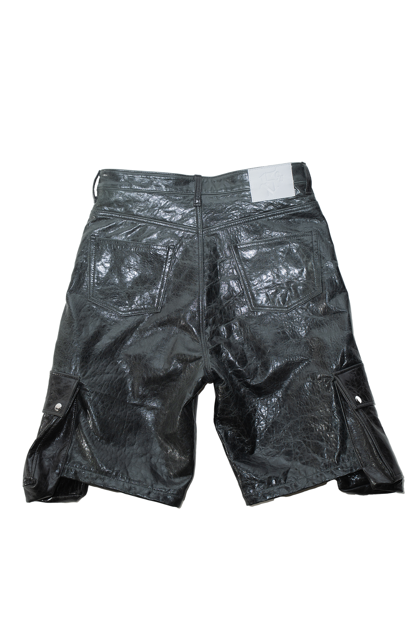 Charcoal Leather Cargo Shorts
