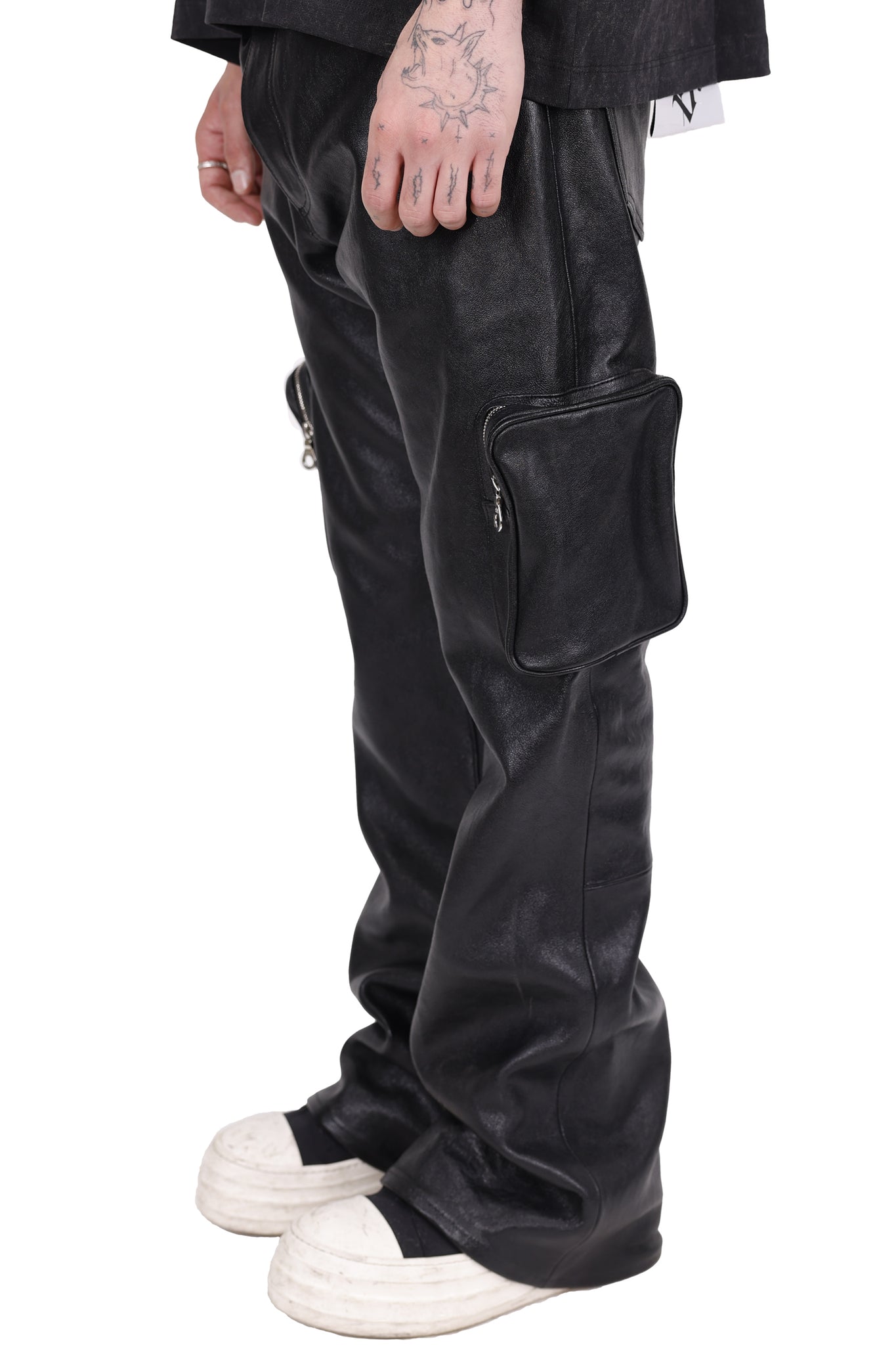 Leather Cargo Pant Black