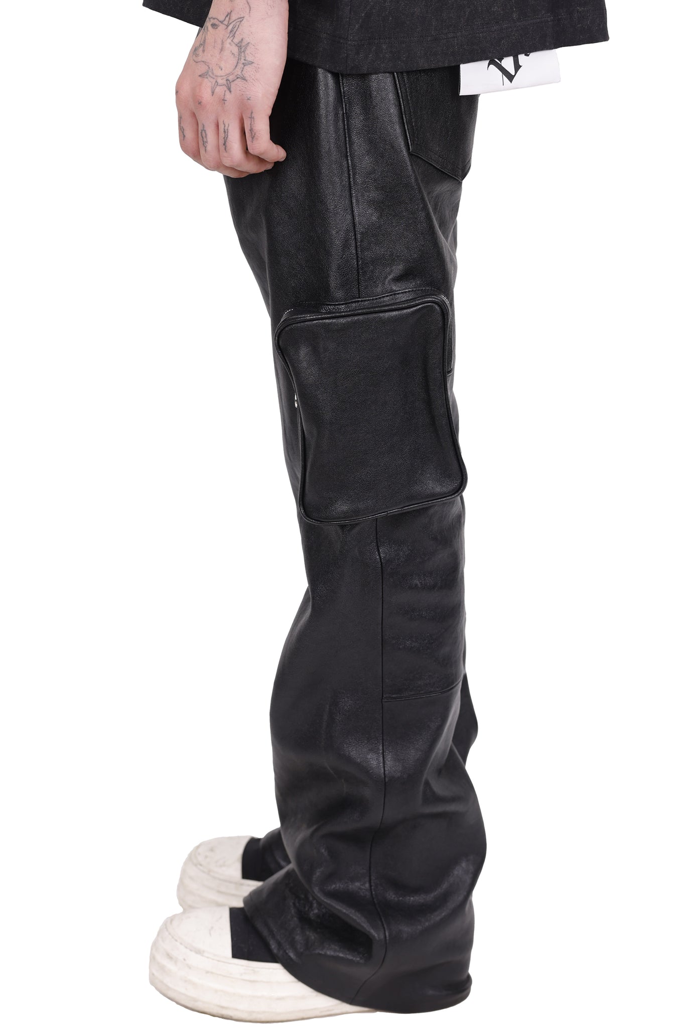 Leather Cargo Pant Black