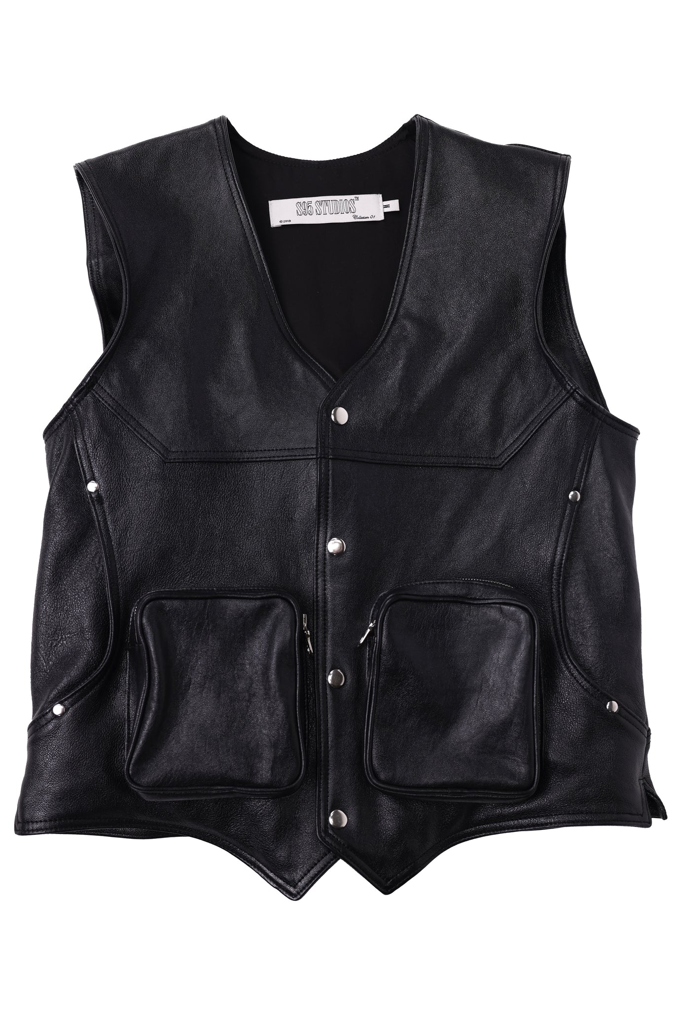 Leather Utility Vest Black