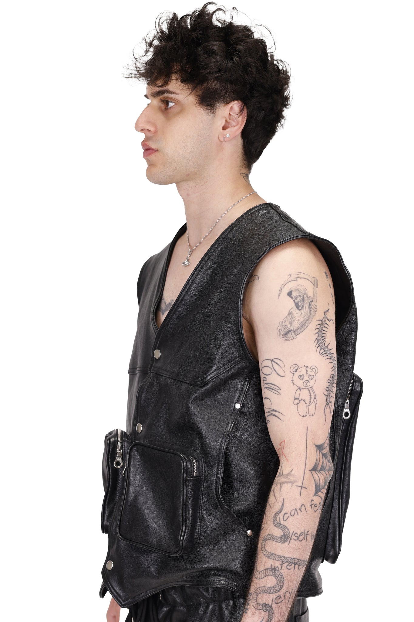 Leather Utility Vest Black