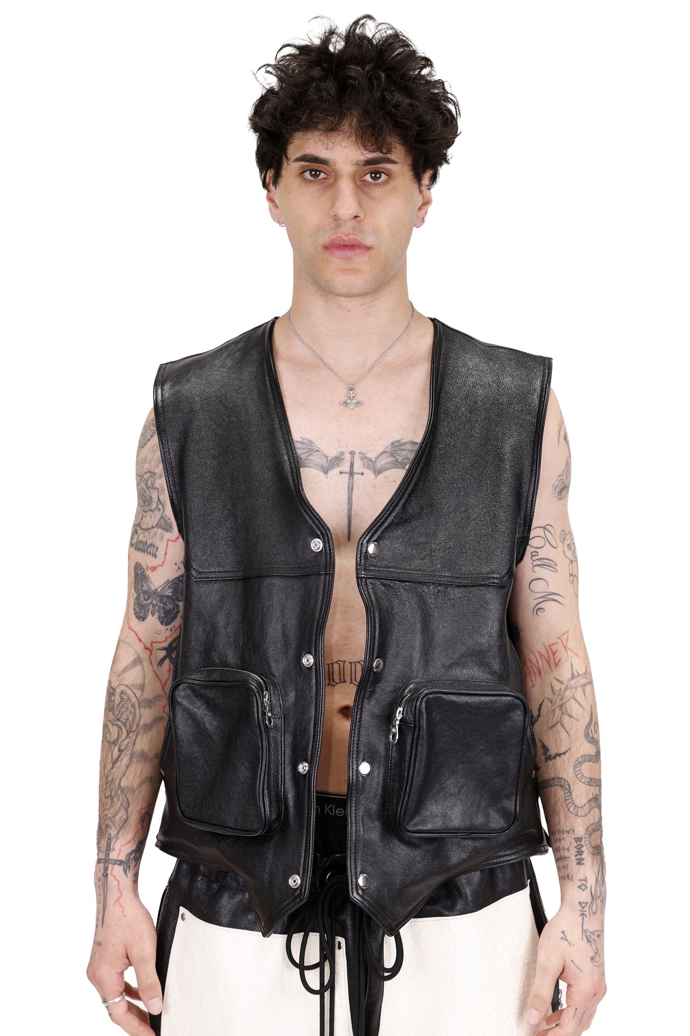 Leather Utility Vest Black