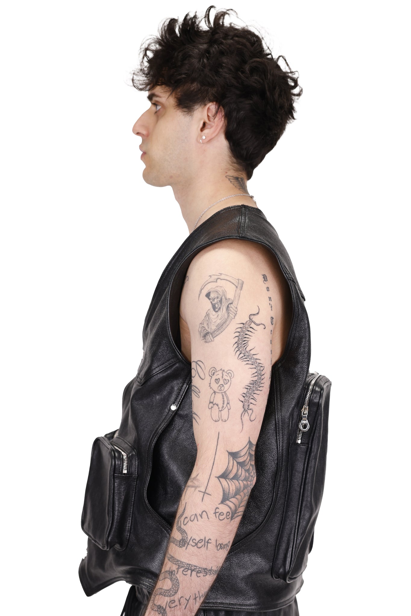 Leather Utility Vest Black