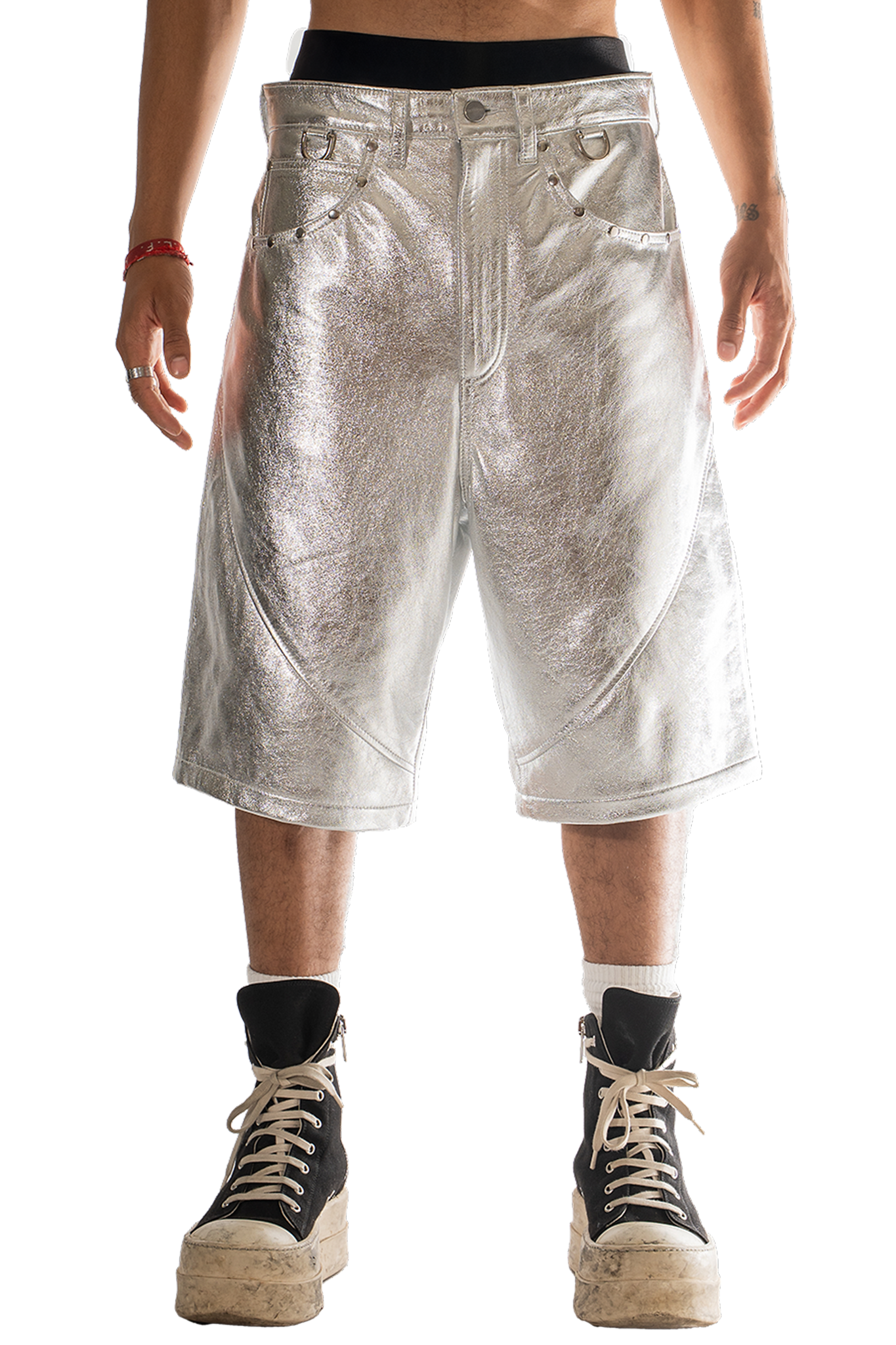 Metallic Leather Shorts