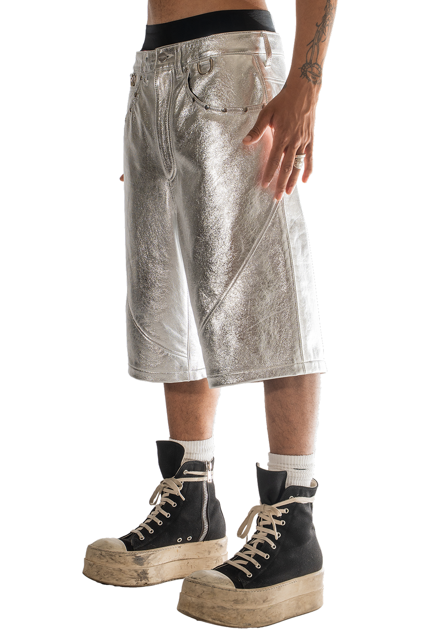 Metallic Leather Shorts