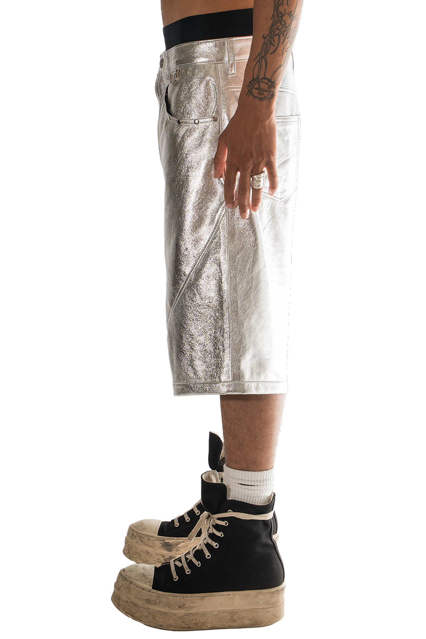 Metallic Leather Shorts