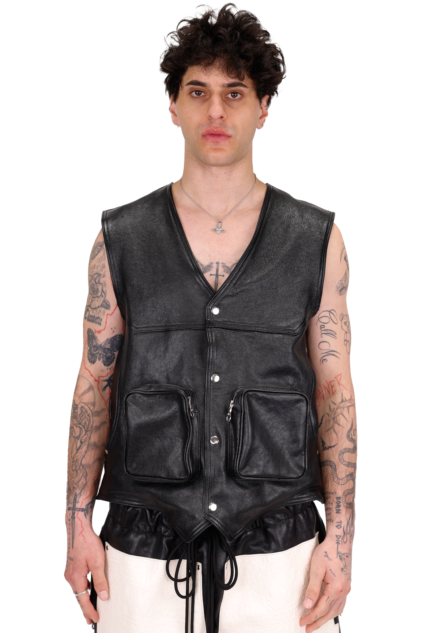 Leather Utility Vest Black